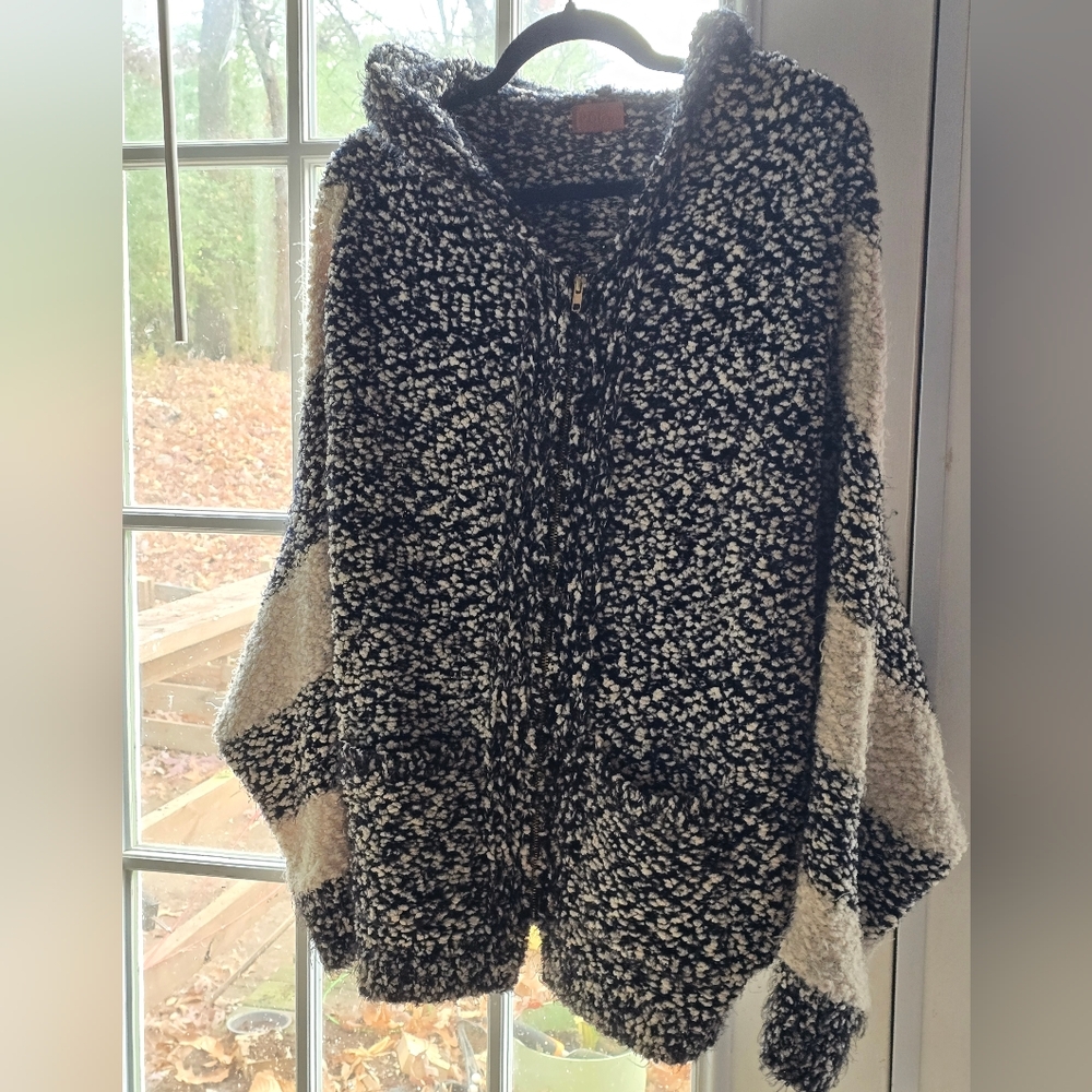 POL Black and White Hooded Sweater